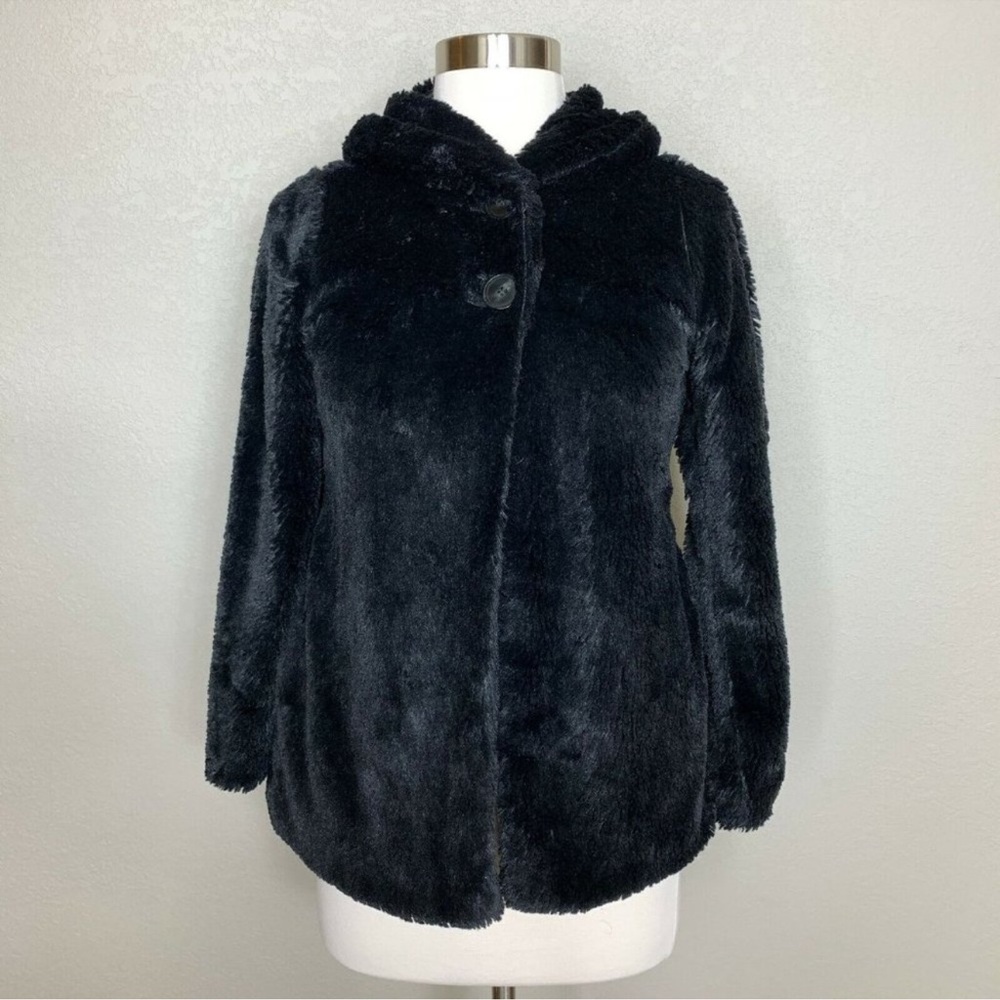 Patagonia Pelage Girl's Youth Faux Fur Soft Cozy Coat Jacket In Black Size 12 Y